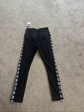 Queen B Puscifer Black Leggings with Side Logo Strip Size M - NWT